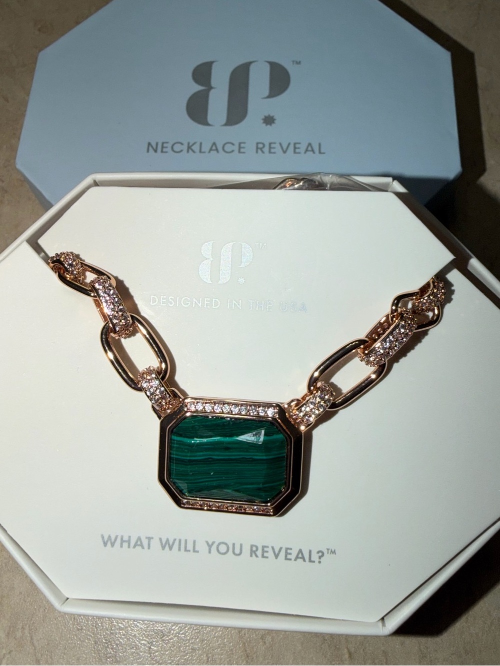BP Exclusive Bring Back Necklace-You Are A Reflection of Love Malachite on RG